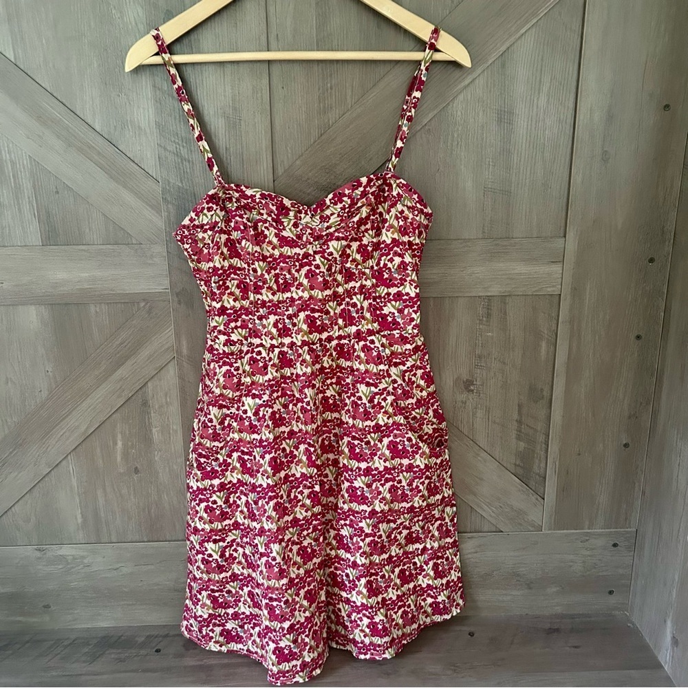 American Eagle Mini Dress Womens Jr Size 2 Floral Sleeveless Cotton pockets